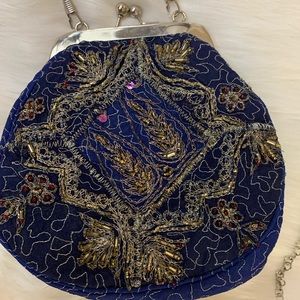 Beaded Purse Bag Blue Boho World Finds Hand Made Fair Trade